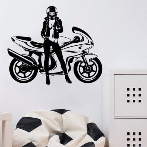 Woman Motorbiker Wallpoof Wall Stickers Home Decor For GYM Kids Rooms Diy Home Decoration Wall Art Decal CX152