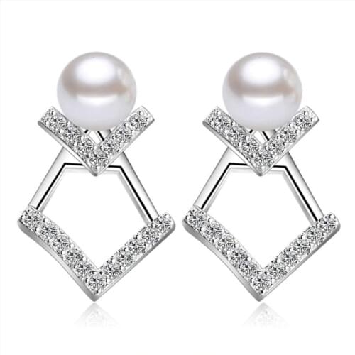 KOFSAC New Fashion Silver 925 Stud Earring Luxury Cubic Zirconia Pearl Earrings for Women Wedding Ear Jewelry Brincos Bijoux