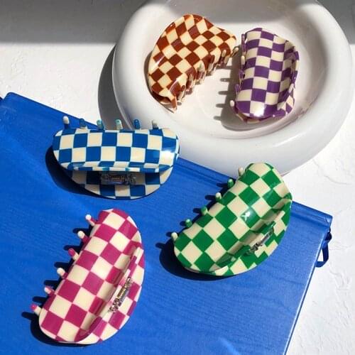 Y2K Accessories Candy Color Checkerboard Hair Clips for Women Nostalgic Vintage Hairpins Hair Accessories 90s Aesthetics Gifts
