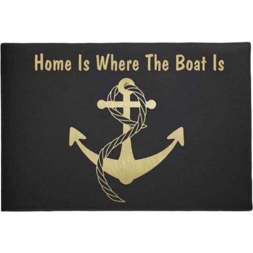 Gold and Black Nautical Doormat Home Decoration Entry Non-slip Door Mat Rubber Washable Floor