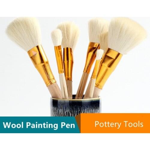 1PCS Pottery Art Moisturizing Brush Ceramic Sweep Ash Brush Glaze Wool Brush Tools DIY Painting Pen Pottery Clay Craft Supplies