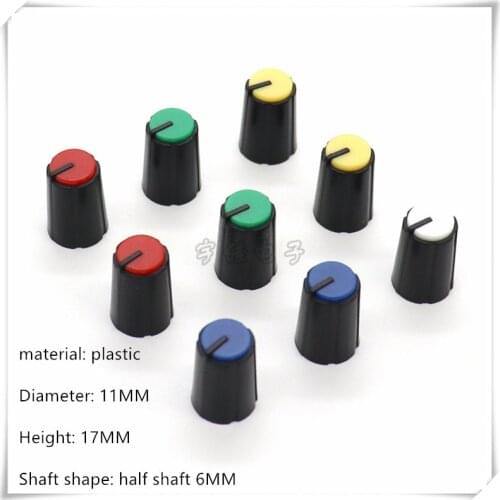 10 Piece 11×17MM half shaft plastic knob potentiometer rotary encoder volume switch knob suitable for D axis 6MM