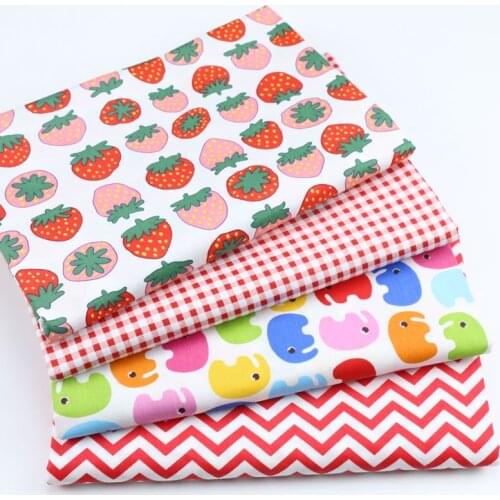 Strawberry Elephant Cotton Sewing Twill Fabric, Making Cotton Quilt Sleeping Bag Fabric For Baby Children DIY Handmade Cloth