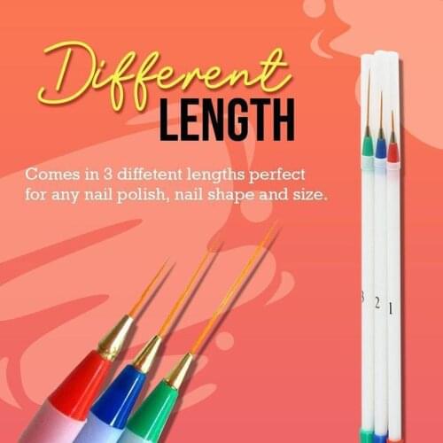 3pcs Acrylic French Stripe Nail Art Liner Brush Set 3d Tips Manicure Ultra-thin Line Drawing Pen Uv Gel Brushes Painting Tools