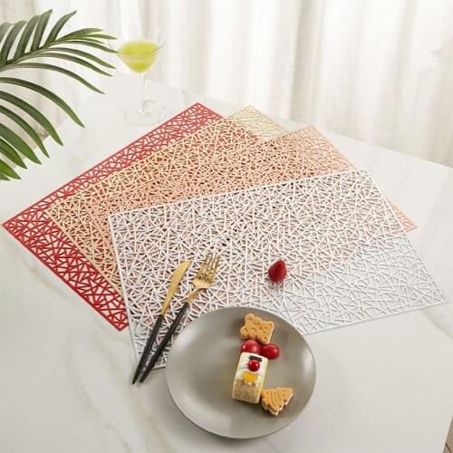 3 PCS Modern Minimalist Placemat Square PVC Western Placemat Quality Household Goods Bronzing Potholder Bowl Mat