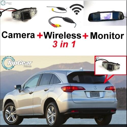 3 in1 Special Rear View Camera + Wireless Receiver + Mirror Monitor Easy Backup Parking System For Acura CSX RDX ILX ZDX