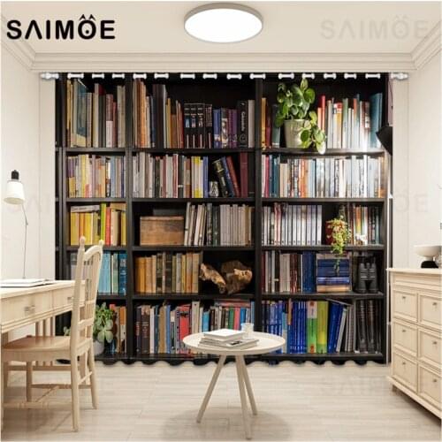 3D Study Book Curtain Library Living Room Curtains Textbooks Bookshelf Curtains For Childrens Bedroom Decor Ultra Micro Shading