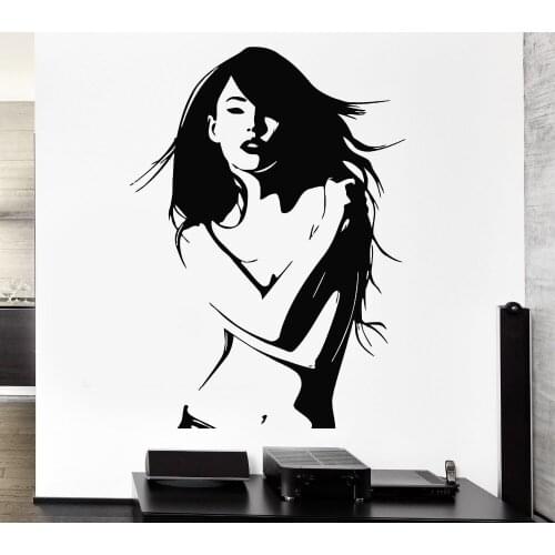 57X80CM Home Decor Sexy Woman Salon Wall Stickers Beautiful Girl Naked Model Vinyl Decals Art Removable Room Decor Mural Y-165