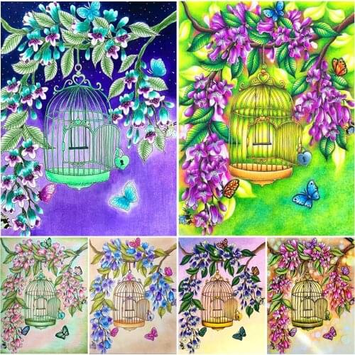 5D DIY Diamond Painting Flower Birdcage Rhinestone Picture Square/Round Embroidery Handmade Hobby Cross Stitch Mosaic Decoration