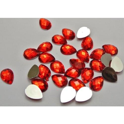 100pcs10X14mm Jewelry Accessories diy decoration Red Acrylic Flatback Tear Drop Rhinestone No Hole