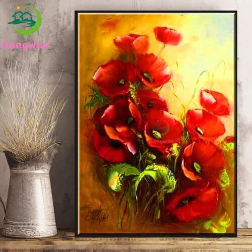 Full square round drill 5d diy diamond painting abstract red Poppy diamond embroidery rhinestones painting handmade home decor