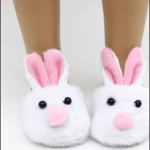 White Bunny Slippers New Born Baby Doll Shoes for 18" 43cm American Girl Reborn BJD Dolls Accessories Suit Outfit