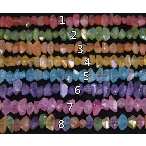 More color choice,Mystic Titanium Quartz Faceted Nugget Beads DIY Bracelet,Center Drilled Rough Raw Crystals Double Stick Points