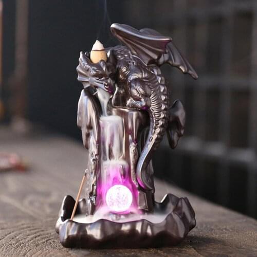 Incense Burner Decorative Attractive Ceramics LED Nordic Pterosaurs Holder Censer Tower Fashion Home Office Decoration