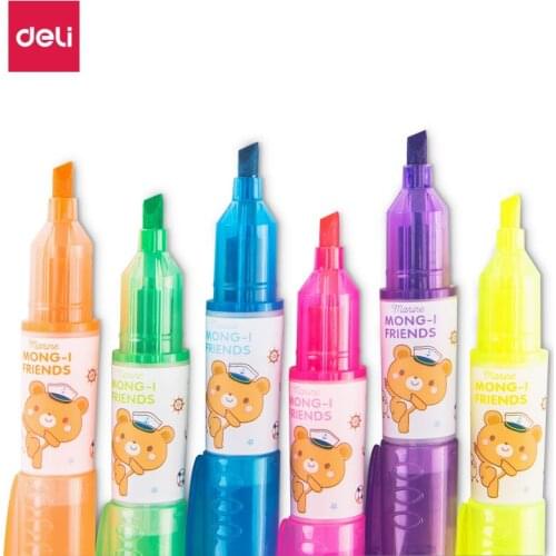 Deli 6 pcs Highlight Marker Pen markers for school & office supplies Fluorescent drawing markers water color painting stationery