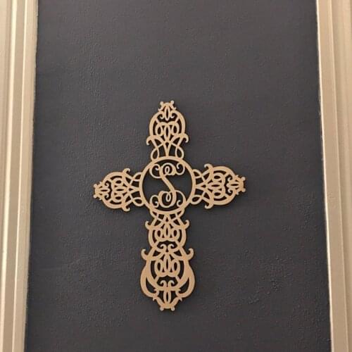 Personalized Gift Wooden Cross Monogram,Laser Cut Wooden wall decor ,bedroom wall plaque,First Communion gift