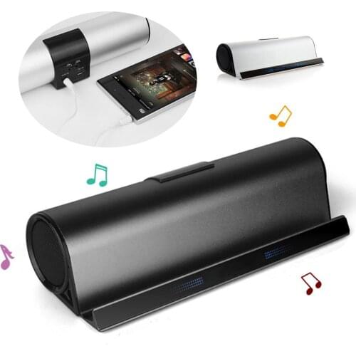 Phone Tablet Holder Bass Stereo Hifi Wireless Bluetooth Speaker USB Rechargeable Desk Cell Phone Holder Stand Portable Holder