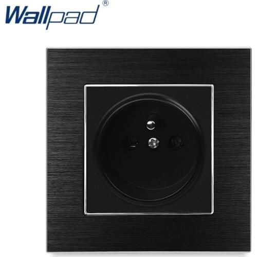 EU 2 Pin French Socket Wallpad Luxury Satin Metal Panel EU French Electric Wall Power Socket Electrical Outlets For Home