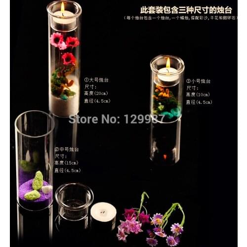 European DIY creative bonsai green glass candlestick candlestick ,beautiful vase candle-lit dinner at home, glass candle holder