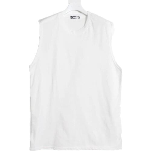 Mens summer casual mens T-shirt fashion trend mens round collar T-shirt loose large size sleeveless vest