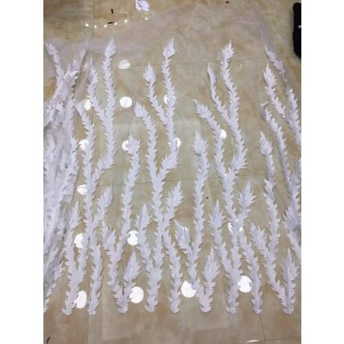 2017 Hot sell! high quality African appliqued lace gorgeous royal white color French tulle lace for party dress 5 yard/lot