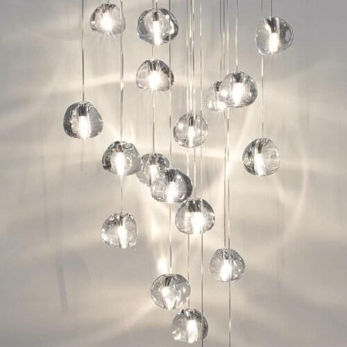 Hot lustre modern crystal chandelier transparent glass ball lamp rectangle chrome stainless steel LED living room chandelier