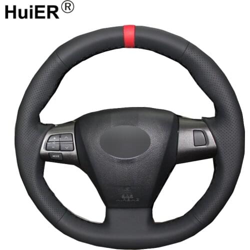 HuiER Hand Sewing Car Steering Wheel Cover Wrap Braid on the Steering wheel For Toyota Corolla 2011 2012 2013 RAV4 2011 2012