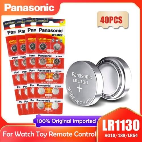 40PCS Panasonic LR1130 LR 1130 1.5V Button Cell Coin 189 AG10 V10GA L1131 SR1130W SR1130 389 LR54 SR54 Watch Alkaline Battery