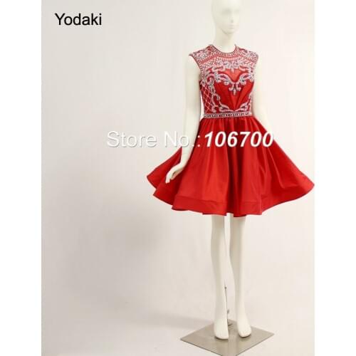 Real Photos Hand Made Peal Crystal Beading Short Homecoming Dresses High Neck Cap Sleeves Many Colors Taffeta Party Prom Gowns