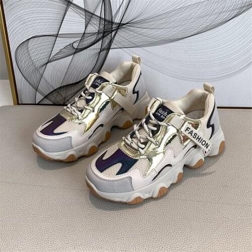 2020 Spring Women Fashion Sneakers Chunky Vulcanized Shoes Casual Old Dad Shoes Woman Mesh Breathable Female Platform Sneaker