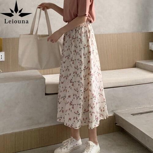 Leiouna 2020 Spring Skirt Women High Waist Fashion Retro Beach Chiffon Skirt Female Elegant Long Beach Bohemia Skirt New