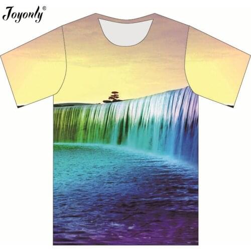 Joyonly 2018 Summer Children 3D T shirt Waterfall Colorful Tree Printed T-shirt Boys Girls Galaxy Tshirts Tops Fit 4-20 Years