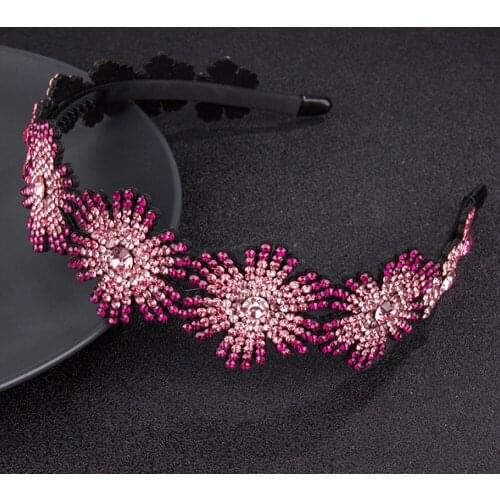 Sweet Cute Sun Flower Head Wear Luxury Headband for Women Rhinestone Non-slip Border Girl Hairpin Fancy Hair Accessories Gift