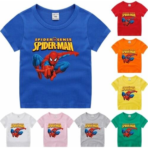 Disney Cartoon Spiderman Print Boy T-Shirts Cotton Short Sleeve Children Clothes Summer Kids Boy Girl Top Tee Boys Clothes