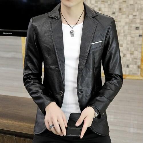 DYB&ZACQ Mens Leather Coat Coat Spring Autumn Suit New Trend Handsome Small Suit Youth Korean Slim Leather Jacket Male 3XL