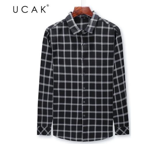 UCAK Brand Casual Long Sleeve Striped Shirts Men Clothing 2020 Streetwear Turn-down Collar Shirts Homme Autumn Clothes U6081