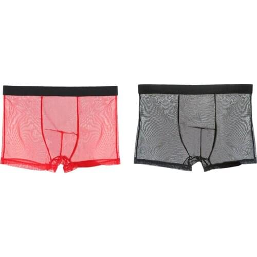 Mens sexy full transparent underwear ice silk modal youth trend Hot selling Mesh ultra-thin perspective pants underwear