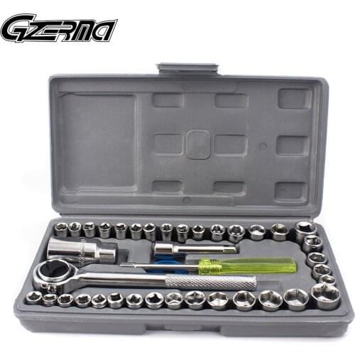 GZERMA 40Pcs Repair Tool Set Torque Wrench Socket Set Motorcycle Bicycle Car Repair Tools Kit 3/8 Inch Drive Screwdriver Ratchet