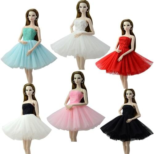 NK 2 Pcs/Set Princess Short Skirt Cute Dancing Costume Ballet Dress For Barbie Doll Fashion Design Outfit Best Gift Randomly