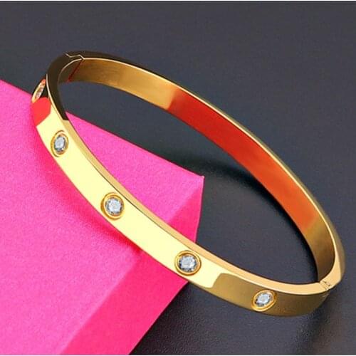 Womens Bangles 2020 New Fashion Classic For Women Bracelet Gold Rose Gold Bangles Rhinestone Cuff Simple Trendy Jewelry Bangles