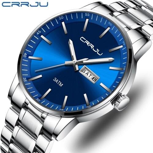 CRRJU Brand New Products, High-end Quality, Trendy And Popular Business Mens Stainless Steel Chain Watch Relogio Masculino