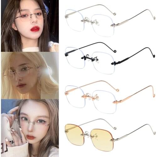 Anti-blue Eyeglasses Outdoor Retro Sunglasses Metal Frame AC Lens Square Frameless Flat Mirror Metal Sport Glasses Fishing Golf
