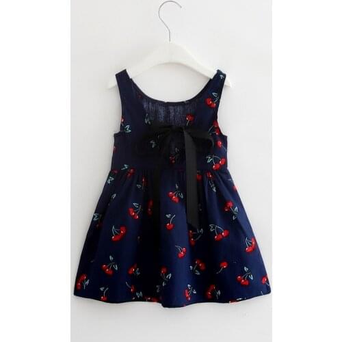 2-7y Girls Clothing Summer Girl Dress Children Kids Berry Dress Back V Dress Girls Cotton Kids Vest dress Children Clothes 2017