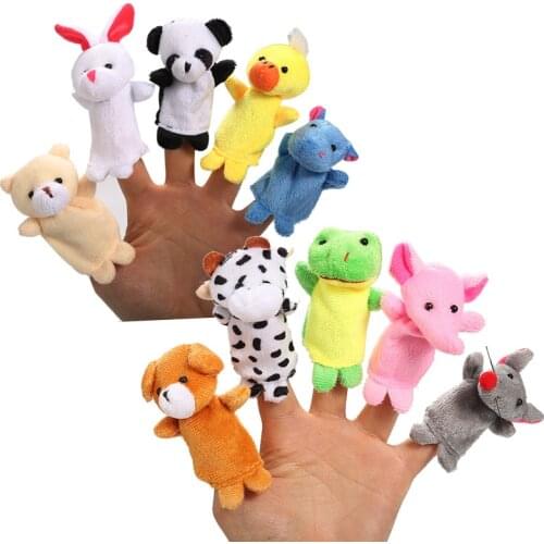 10PCS Plush Toy Cute Cartoon Animal Finger Puppet Play With Feet Velvet Soft Doll Storytelling Educational Toys For Baby Kids