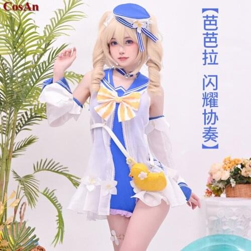 Hot Game Genshin Impact Barbara Cosplay Costume Shining Concerto Sweet Lovely Swimsuit Activity Party Role Play Clothing S-XL