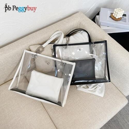 Vintage Women Transparent Composite Bags Design Luxury Hand Bag Female Travel Large Capacity Shoulder Bag Small Purse