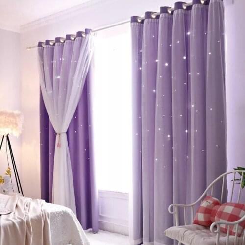 Romantic Starry Yarns Curtains Double Layered Living Room Drapes Bedroom Window Treatments Single Panel Insulation Home Decor