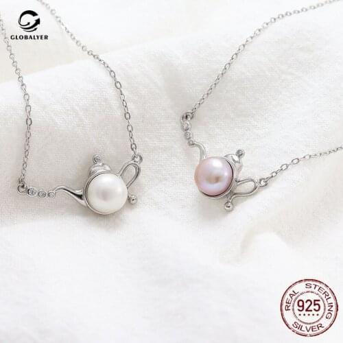Silver accessories S925 Silver Freshwater Pearl Necklace Fashion Personality silver chain Clavicle chain Free shipping 717