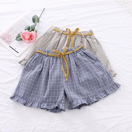2 3 4 5 6 Y Toddler Girls Shorts Casual Korean Plaid Shorts Casual Cotton Summer Baby Kids Shorts Elastic Waist Fashion Shorts