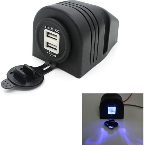 12-24V Universally Waterproof Dual USB Charger Tent Cigarette Lighter Sockets Power Plug Outlet For Motorcycles boat car